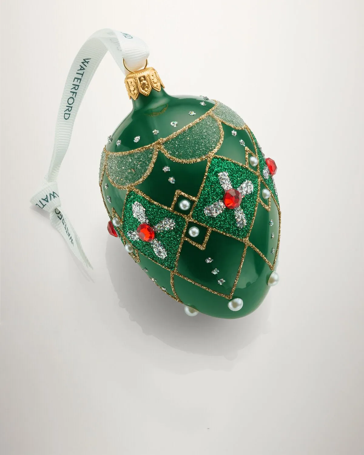 Waterford Holiday Heirlooms Oval julekugle grøn rød