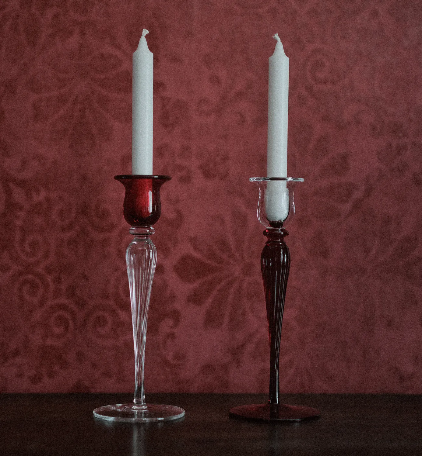 Krosno Heritage lysestage rubin 25 cm krystal