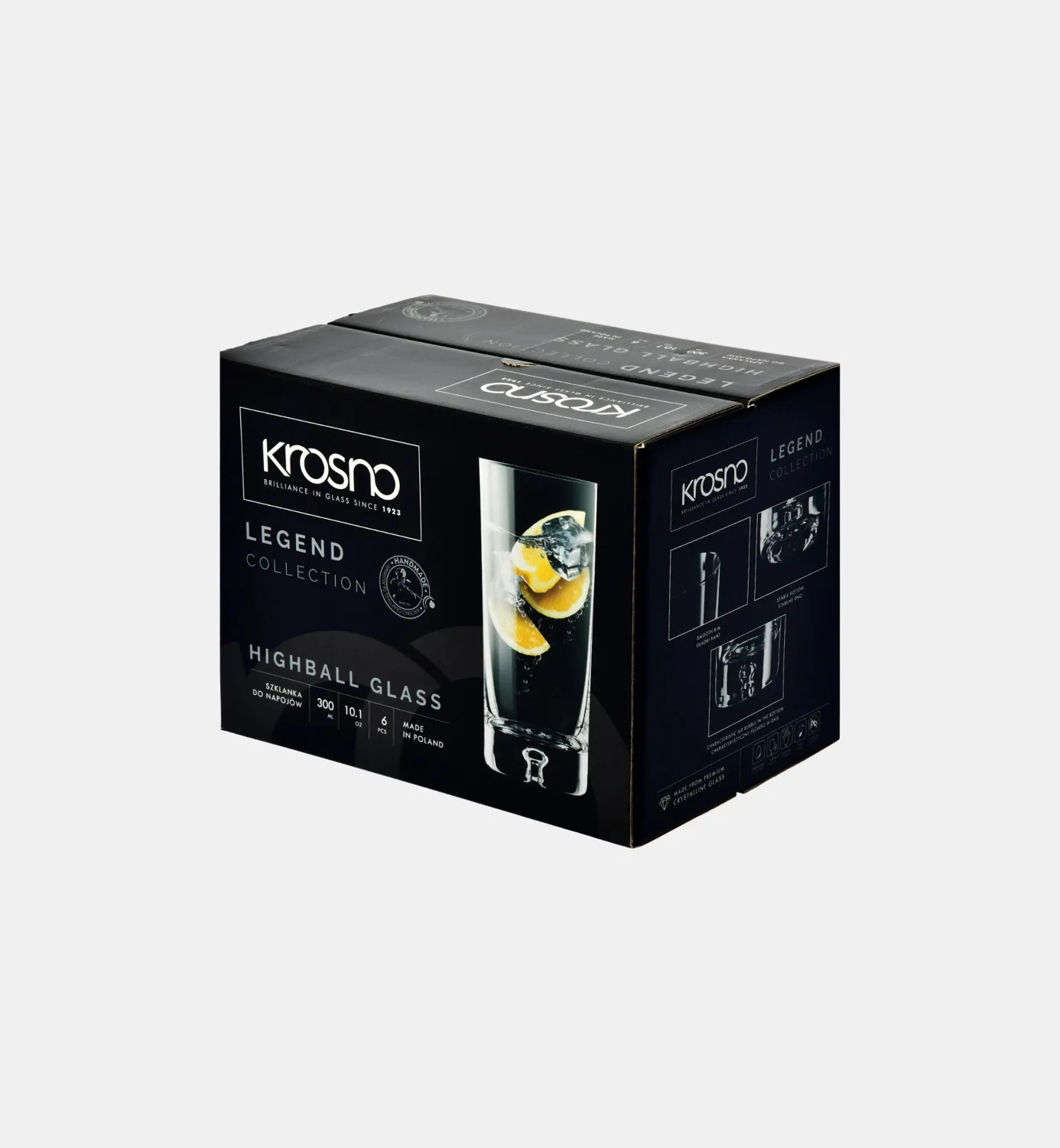 Krosno Legend longdrinkglas 300 ml med dekoreret bund