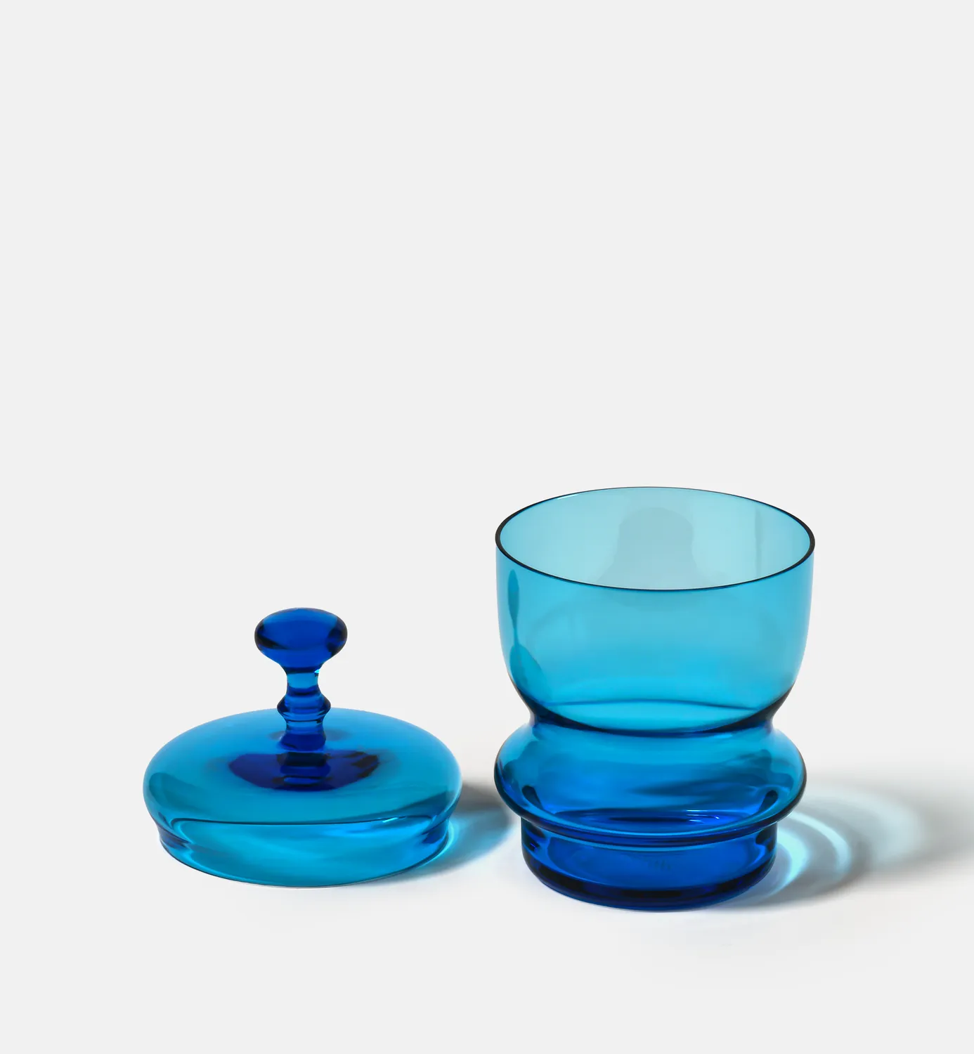 Krosno Double Bubble 1969 sukkerskål lapis blå krystal