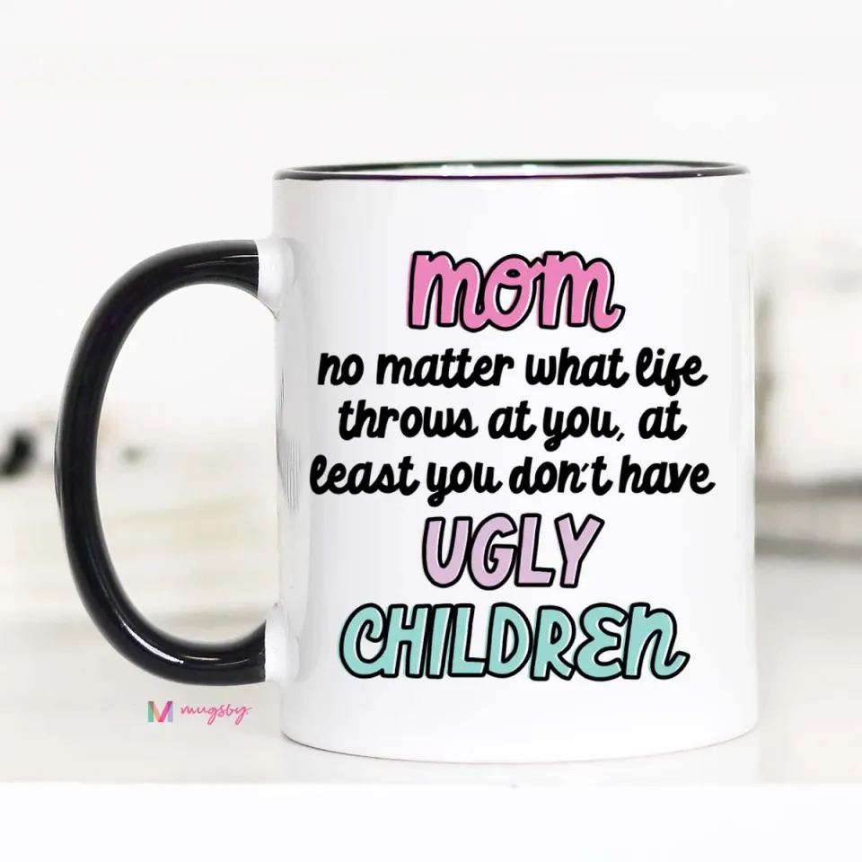 Mugsby Mom Ugly Children krus 325 ml hvid sjov