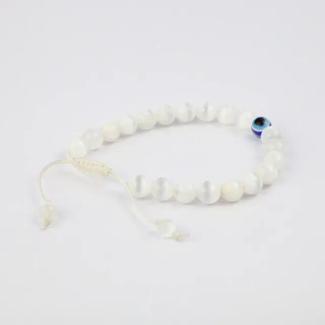 El'Cobre Selenit makramearmbånd evil eye justerbar