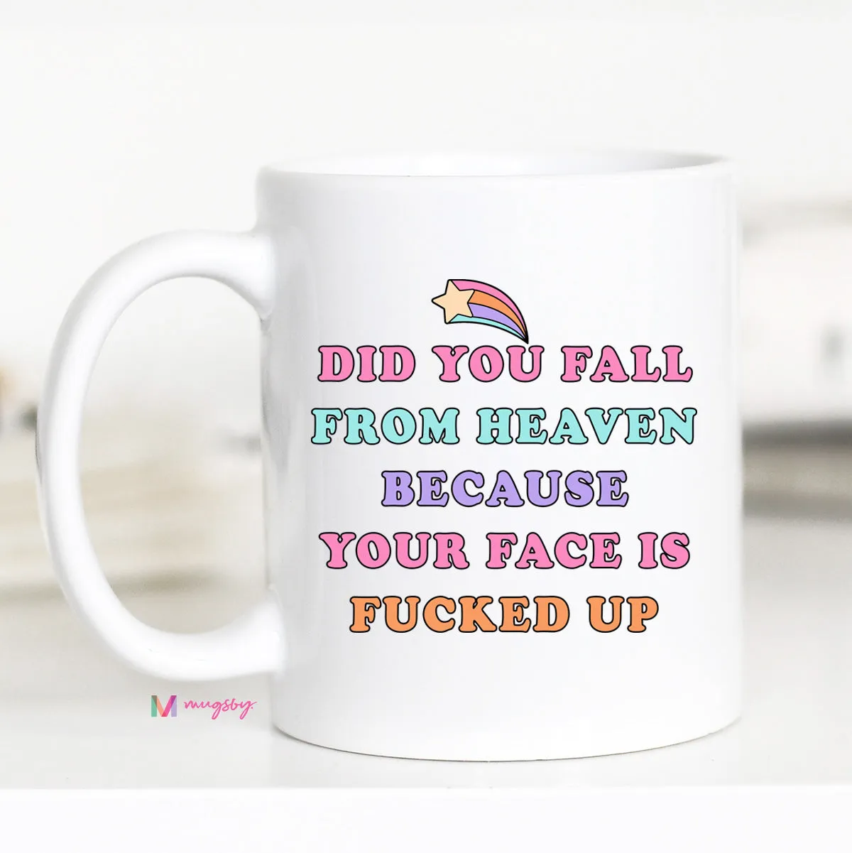 Mugsby Fall from Heaven kop 325 ml hvid sjov