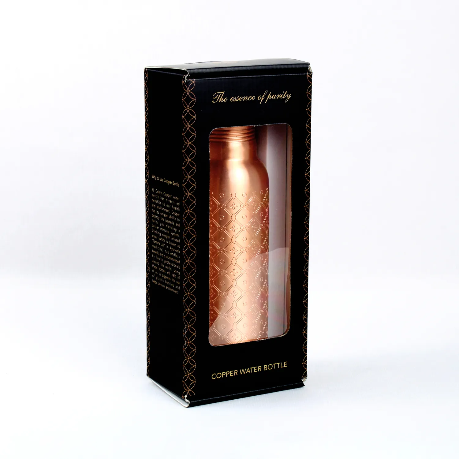 El'Cobre Premium Etching kobbervandflaske 700 ml graveret