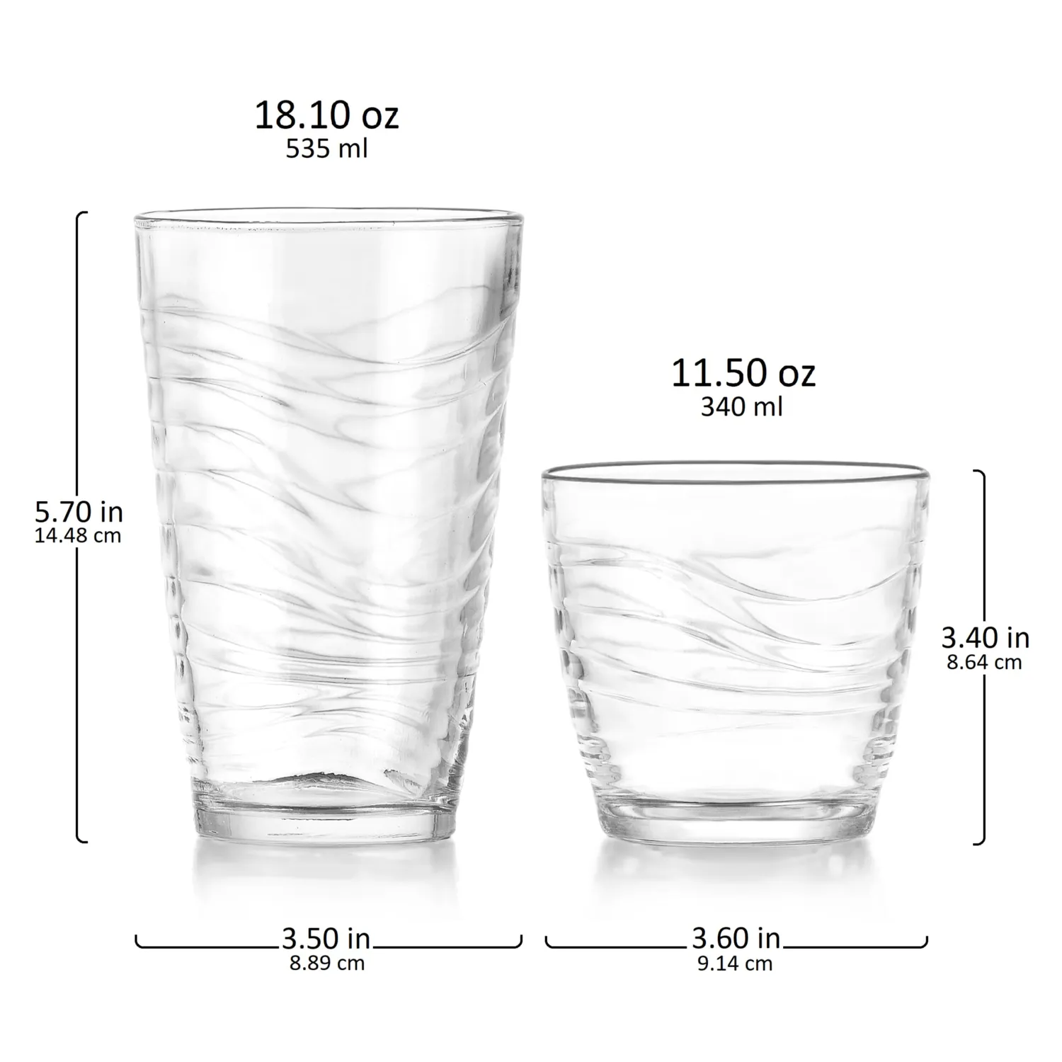 Libbey Orbita glassæt 16 stk mønster 535/340 ml