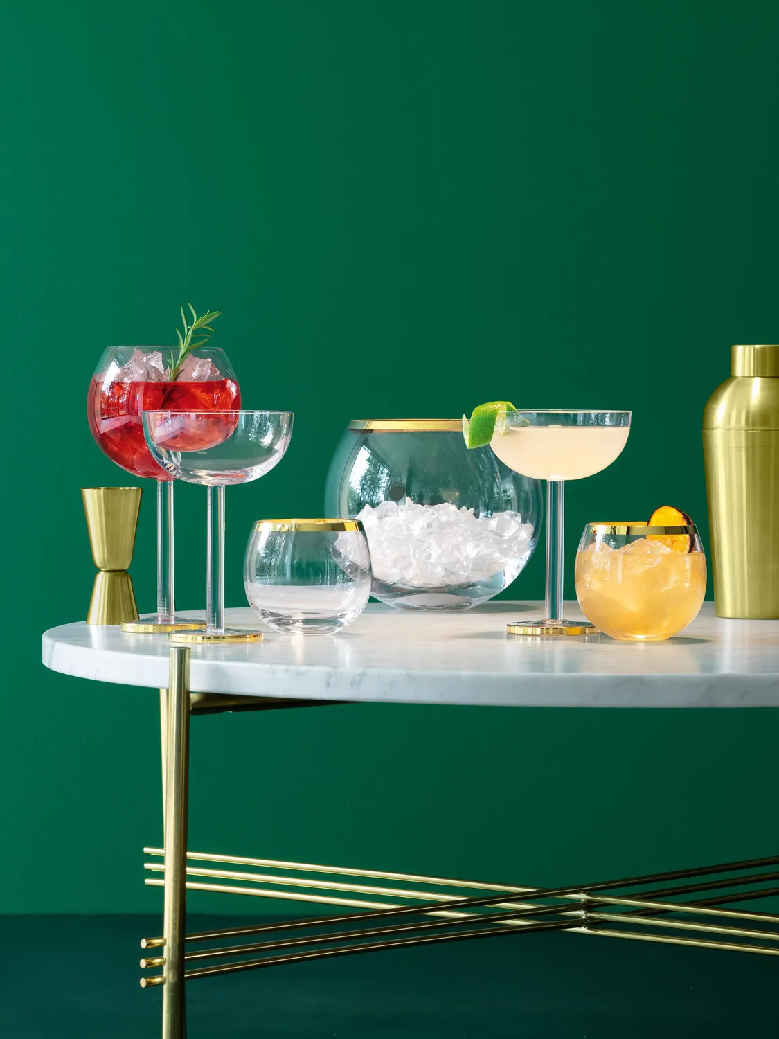 LSA Luca isspand mundblæst glas guldkant
