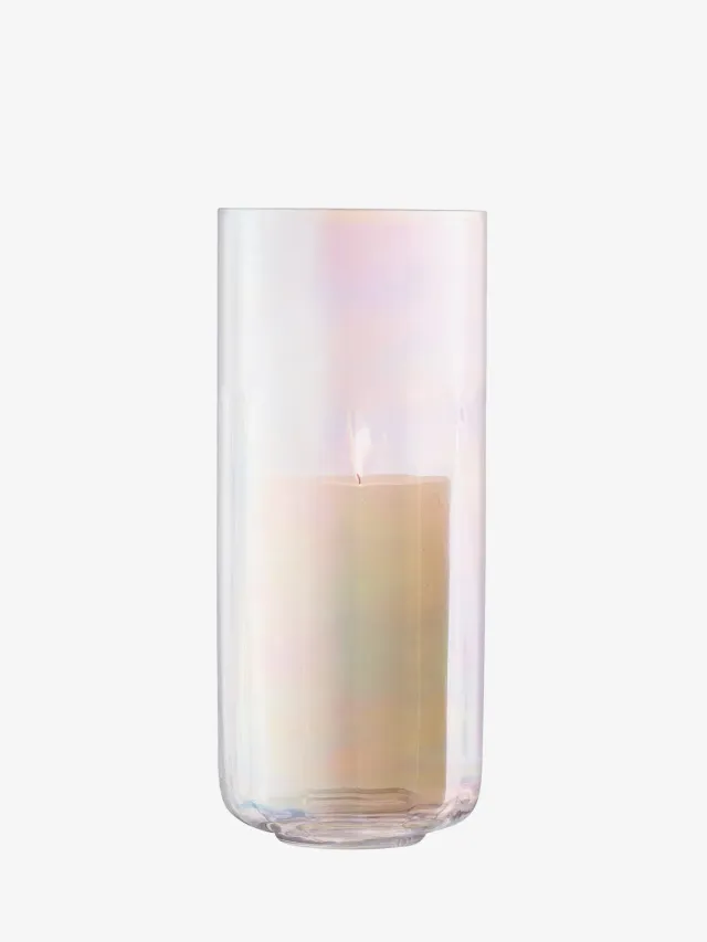 LSA Pearl lanterne vase glas perlemor med bloklys
