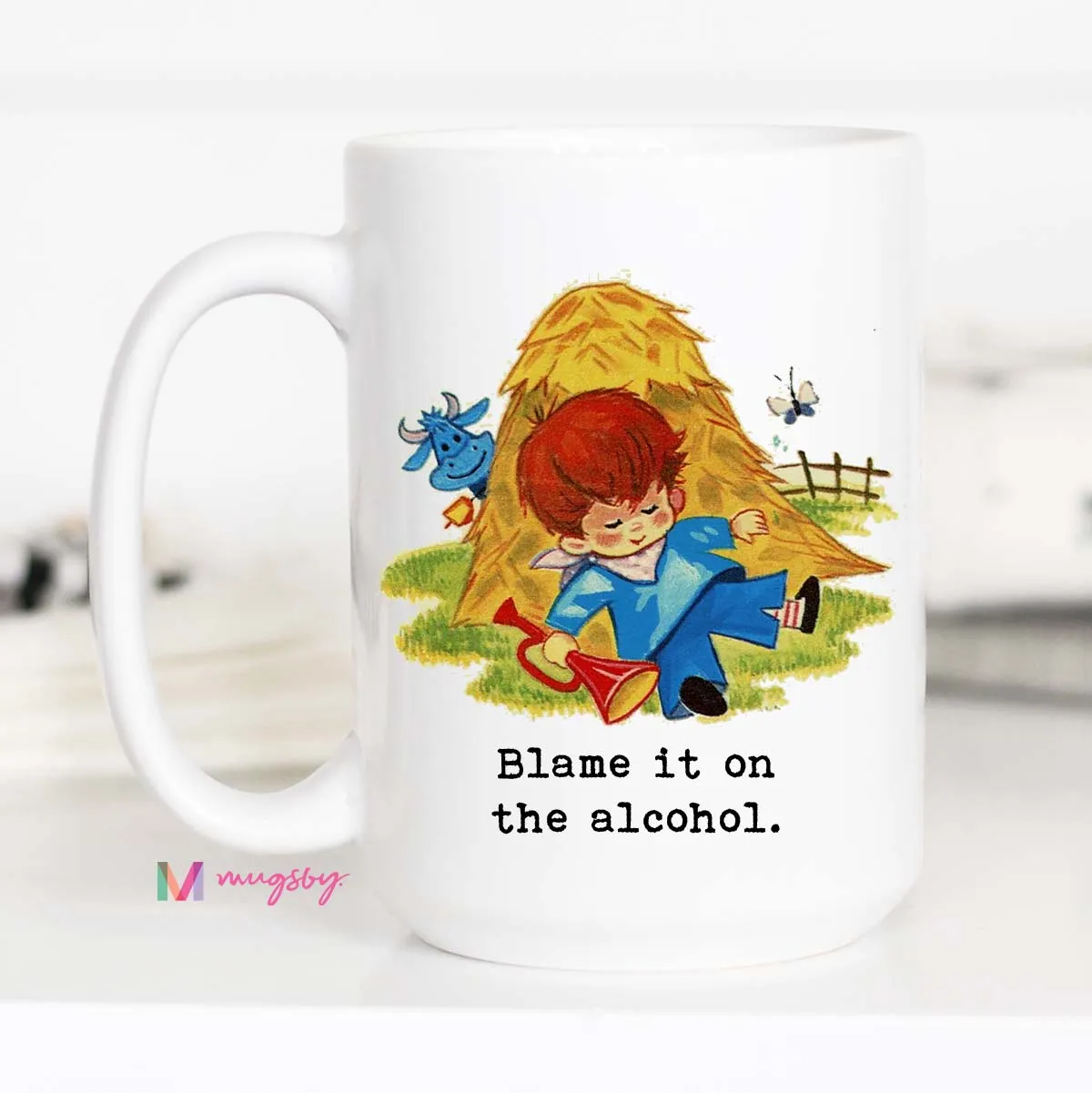 Mugsby Blame It on the Alcohol krus hvid 325 ml