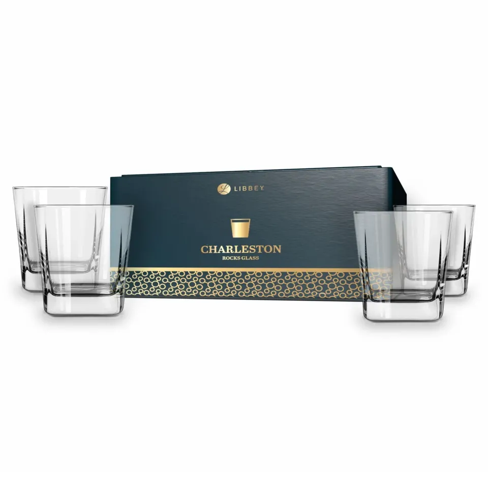 Libbey Charleston whiskyglas 355 ml sæt med 4 kantet