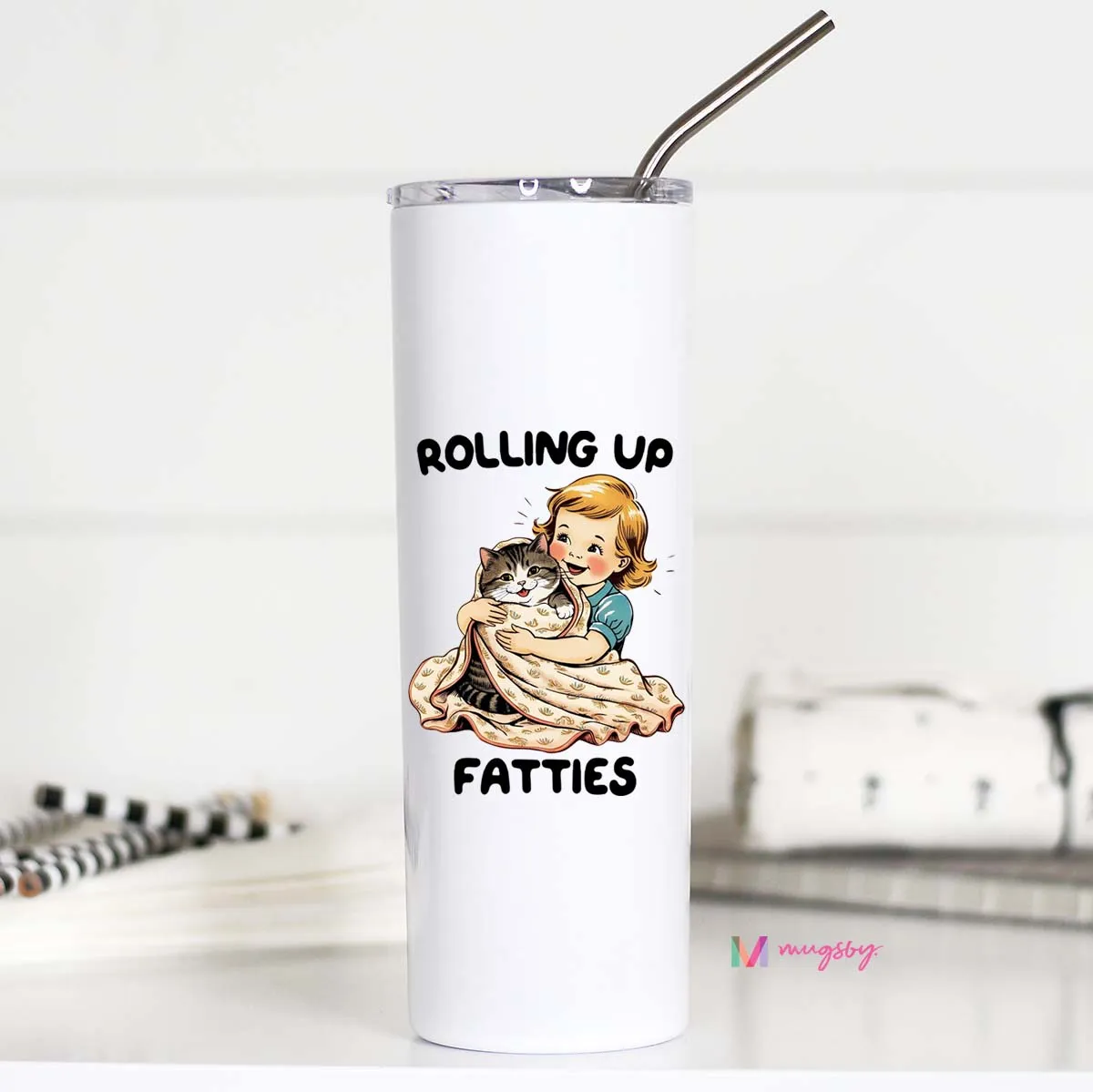 Mugsby Rolling Up Fatties tumbler 591 ml sjov kat