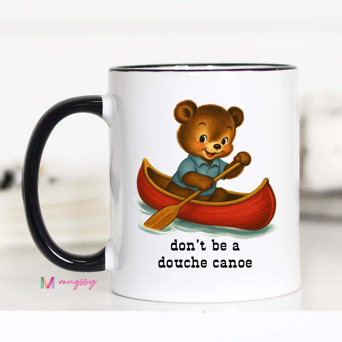 Mugsby Douche Canoe krus hvid 325 ml vintage sjov