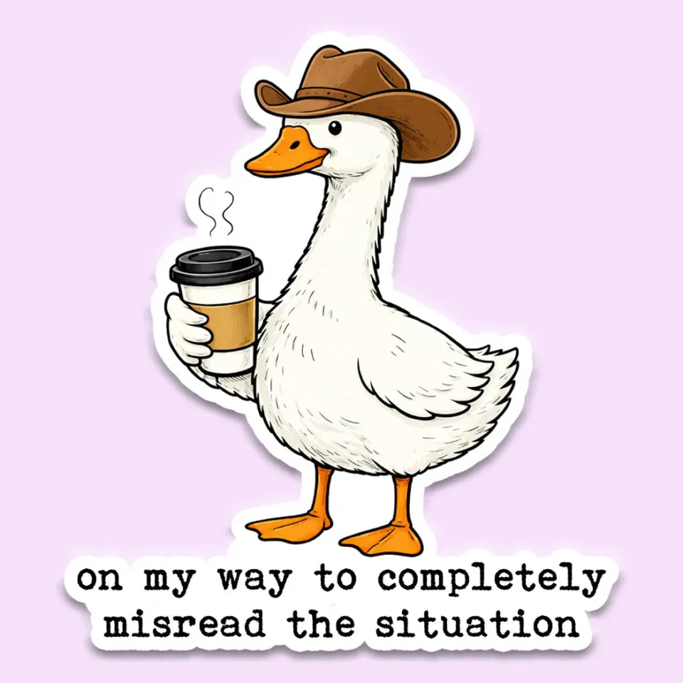 Mugsby Cowboy Goose sticker vinyl vandtæt 9 cm