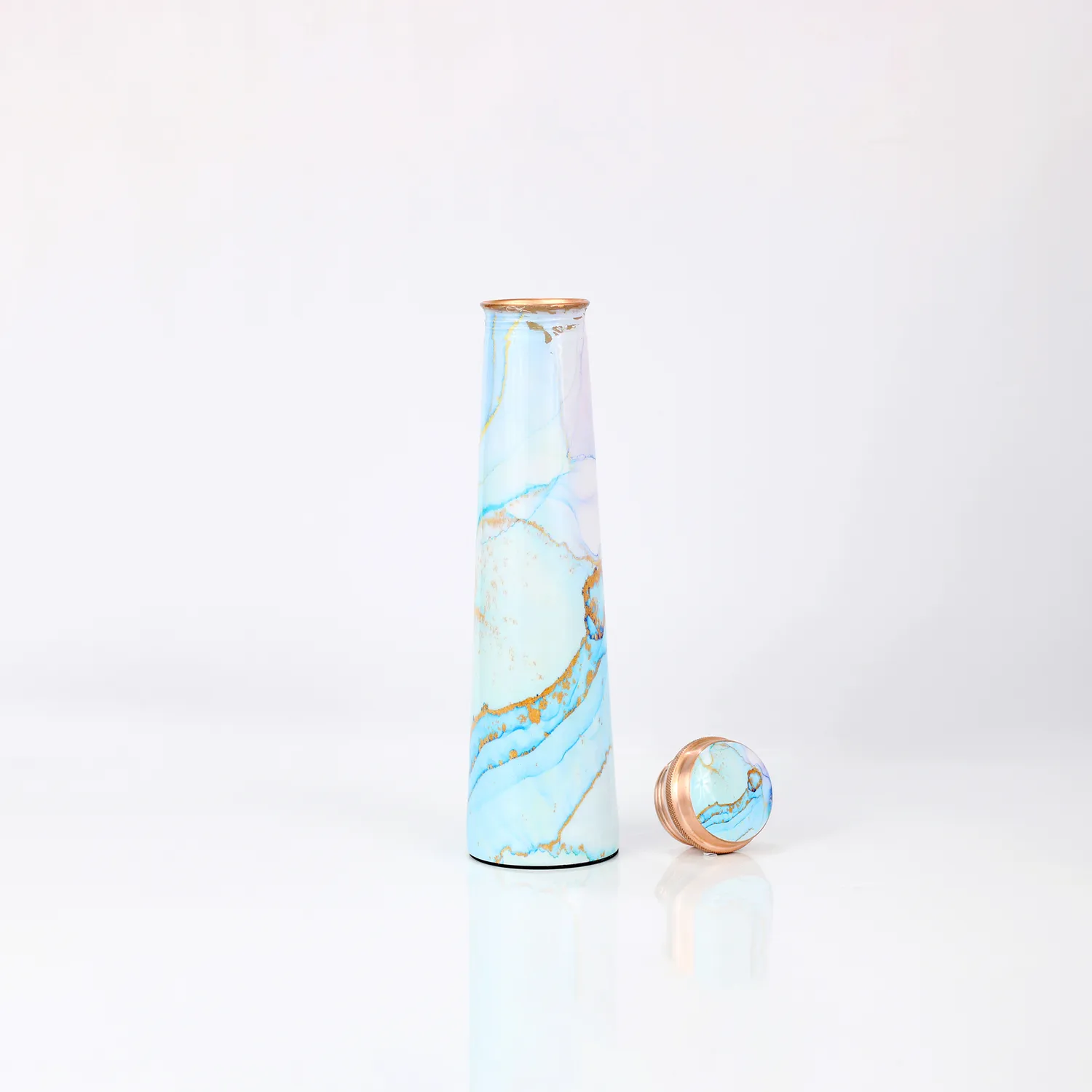 El'Cobre Tower kobberflaske 850 ml blue marble ayurveda