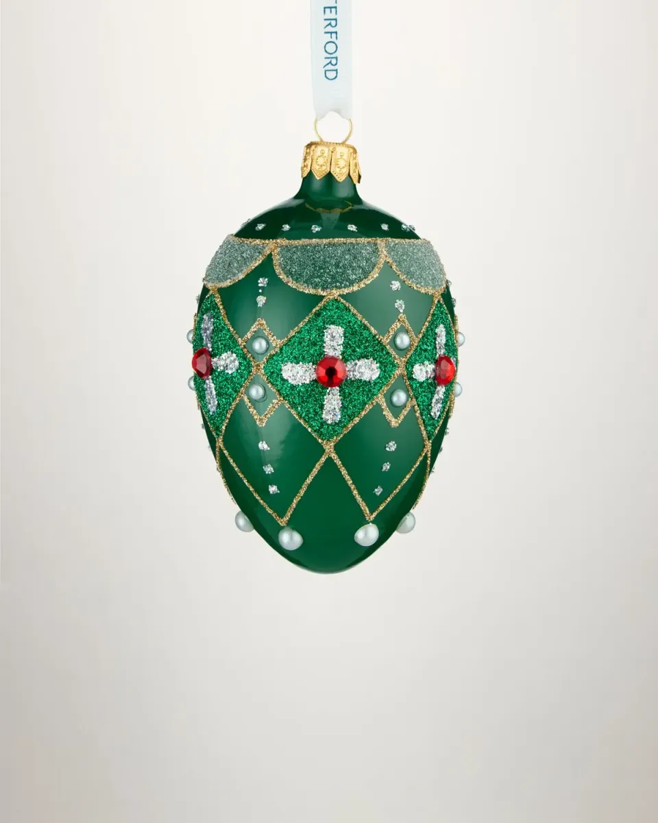 Waterford Holiday Heirlooms Oval julekugle grøn rød