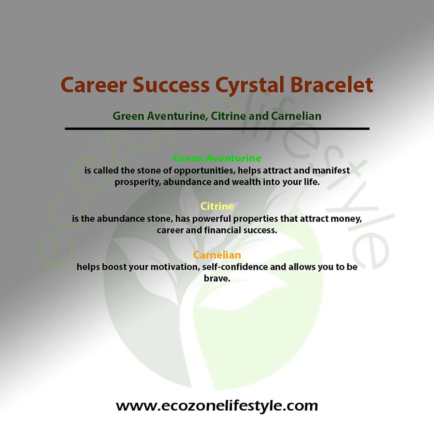 Power Bracelet Career Success krystalarmbånd 8mm