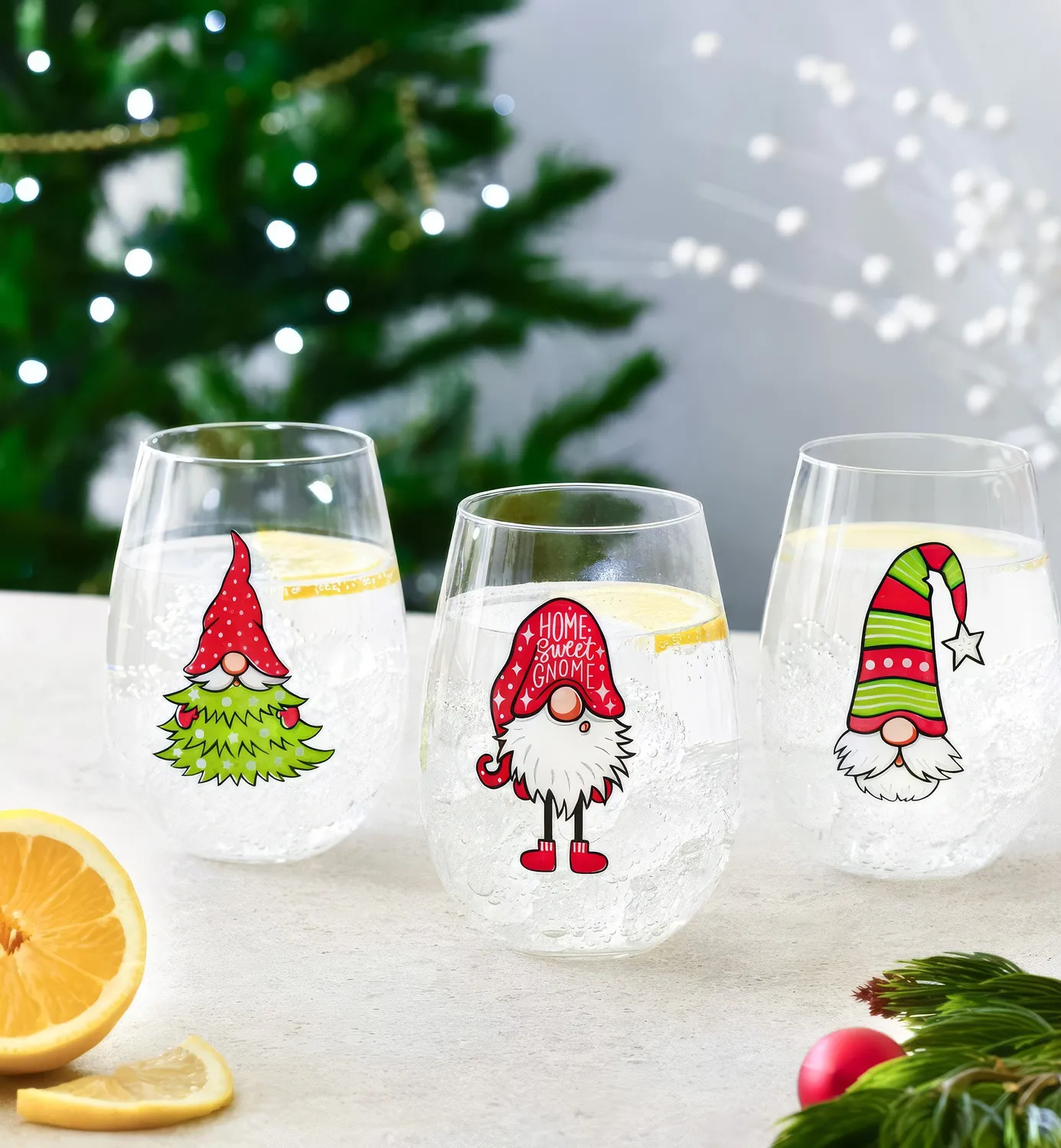 Krosno God Jul drikkeglas 500 ml 3 stk med nisser