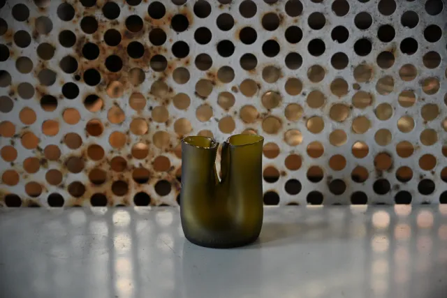 Jesper Jensen Twin Bottleneck Short vase gulgrøn genbrugsglas