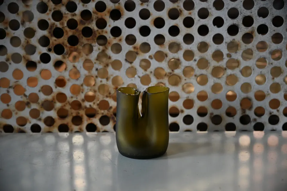 Jesper Jensen Twin Bottleneck Short vase gulgrøn genbrugsglas