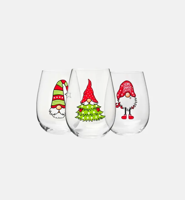 Krosno God Jul drikkeglas 500 ml 3 stk med nisser