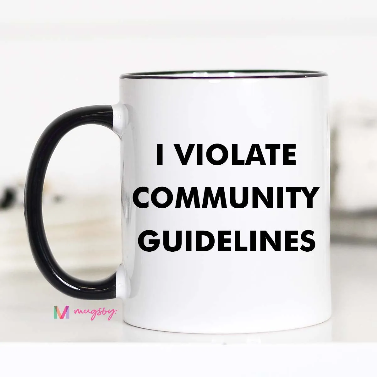 Mugsby Violate Guidelines krus 325 ml hvid meme