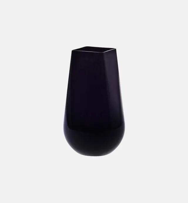 Krosno vase sort 30 cm firkantet riflet 2 kg