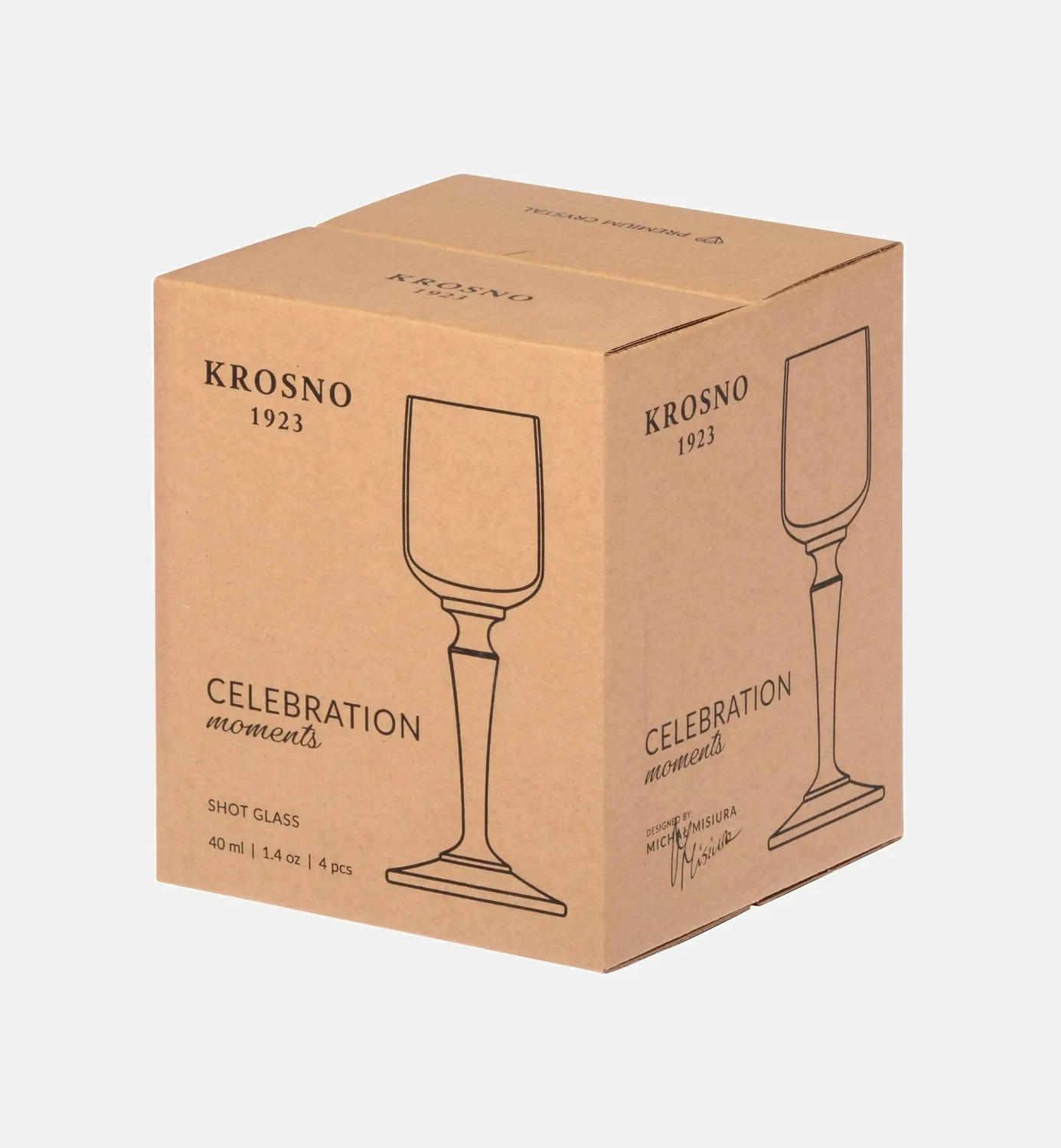 Krosno Celebration vodkaglas 40 ml lyserød stilk