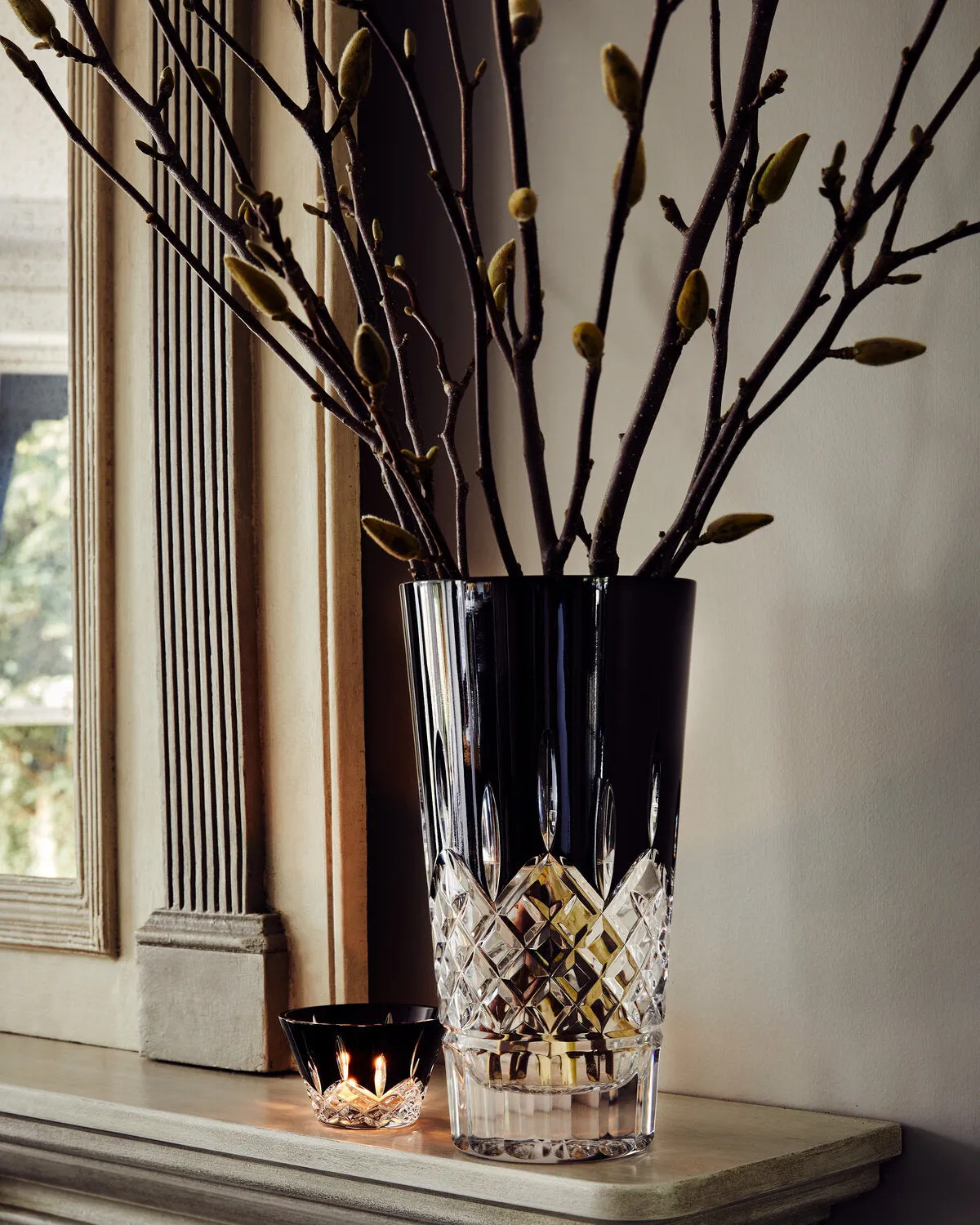 Waterford Lismore Black vase sort krystal 30 cm