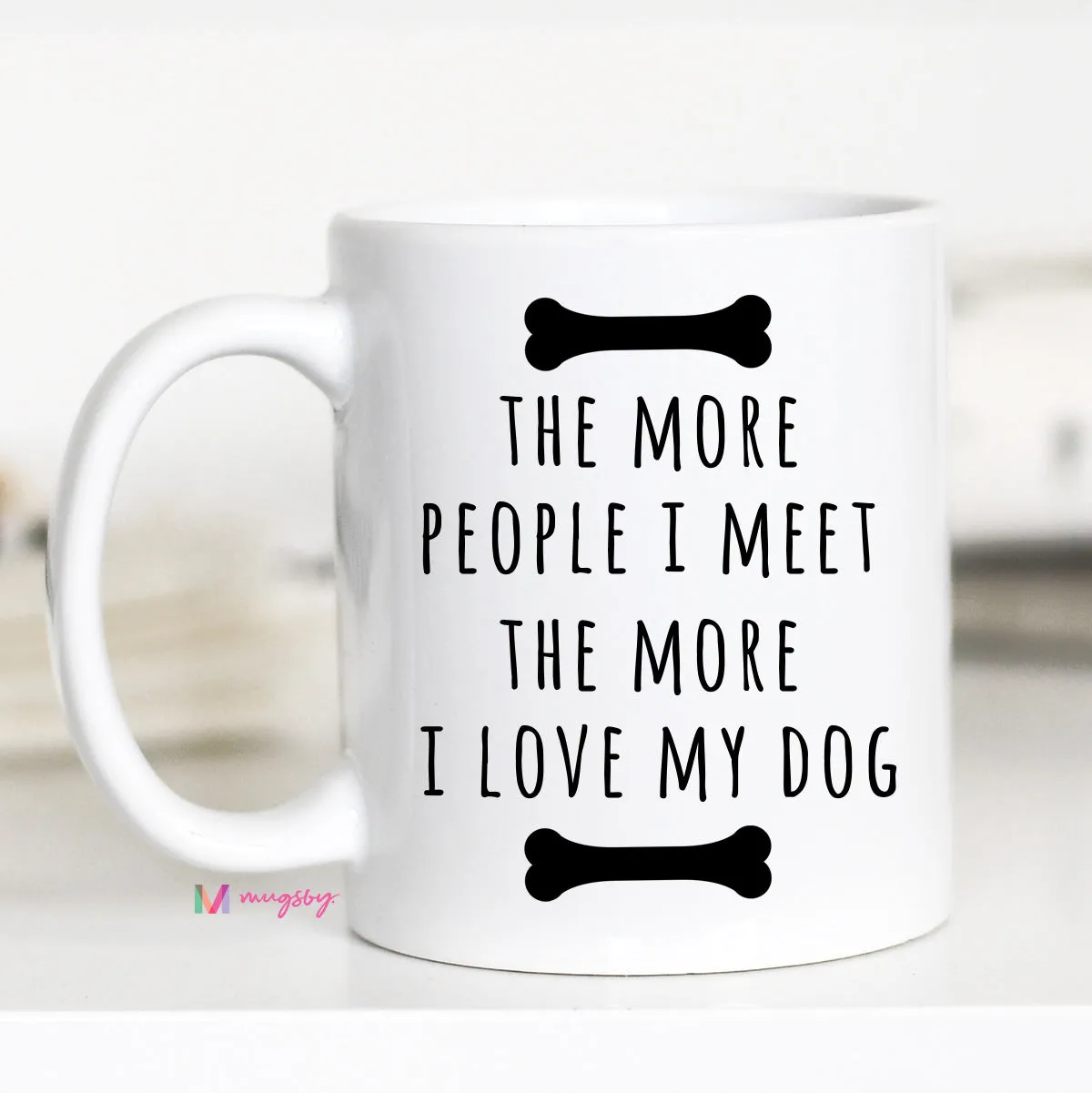 Mugsby Love My Dog krus 325 ml hvid keramik