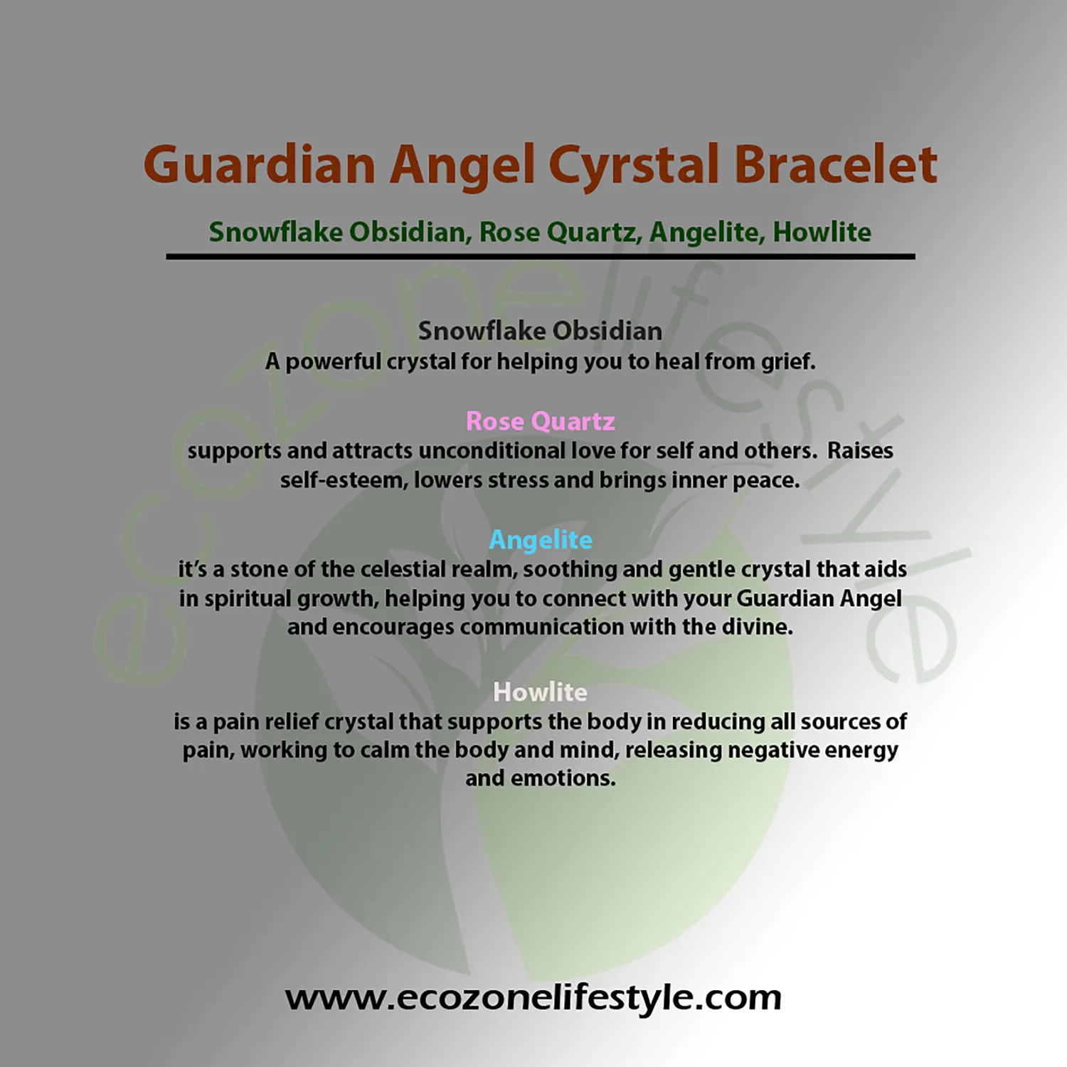 El'Cobre Guardian Angel krystalarmbånd 8 mm