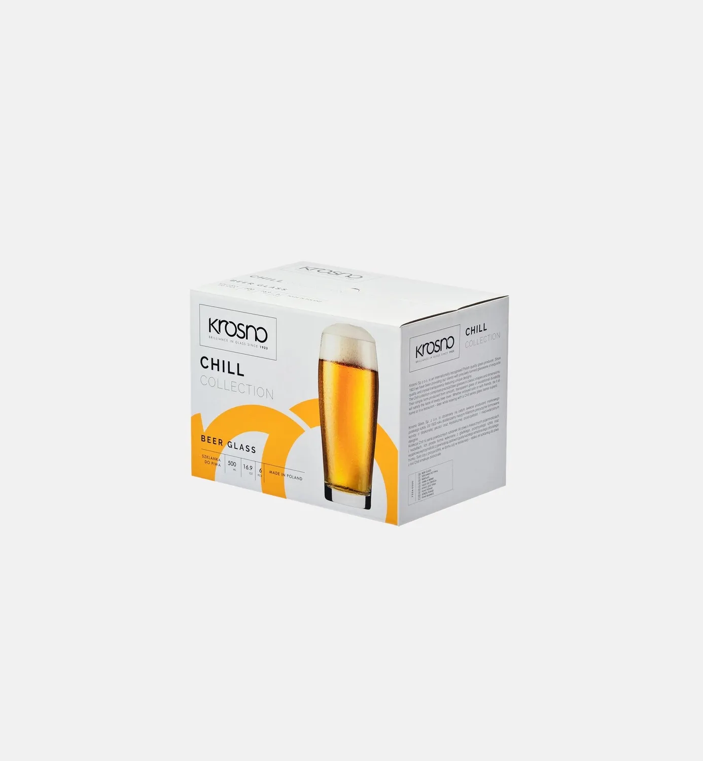 Krosno Chill ølglas 500 ml 6 stk klart glas