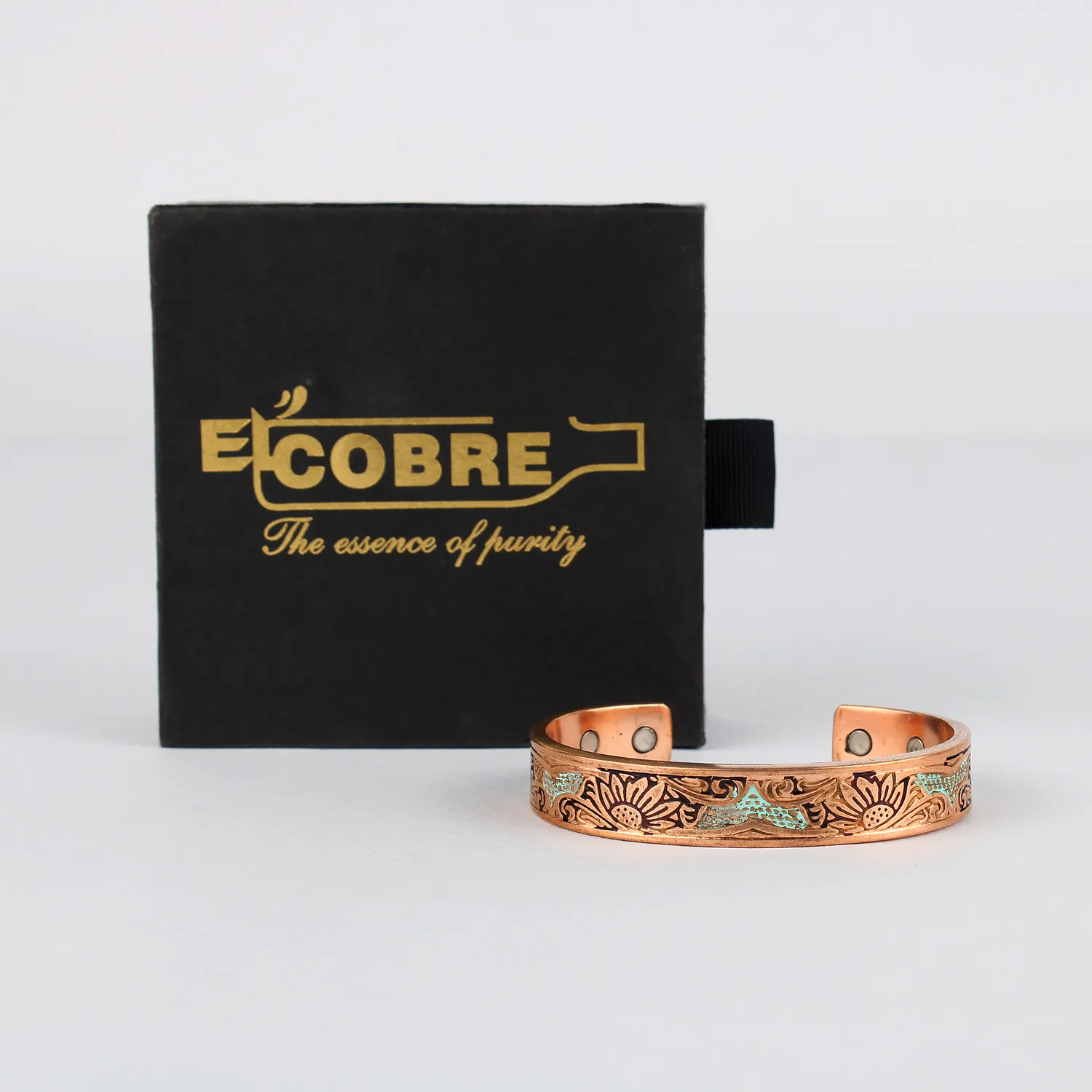 El'Cobre Design 7 kobberarmbånd med magnet og gaveæske