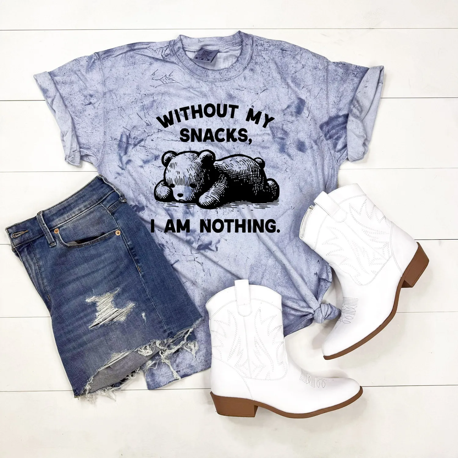 Mugsby Without My Snacks I am Nothing T-shirt Small smoke bomuld