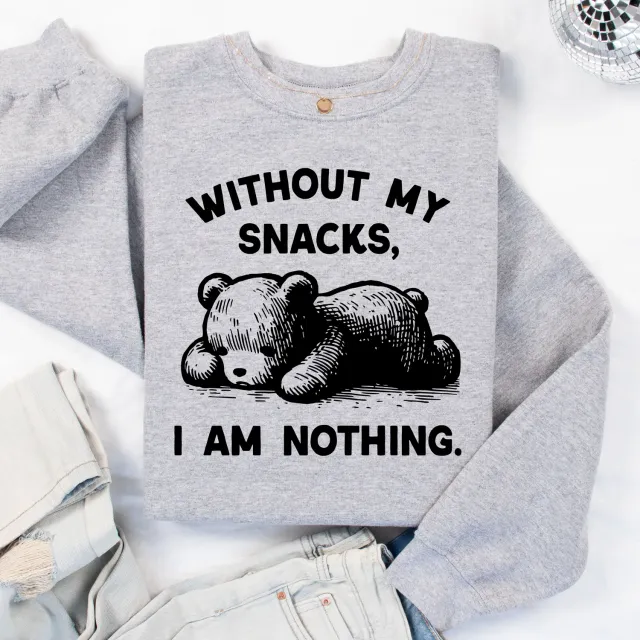 Mugsby Without My Snacks sweatshirt grå M bomuld