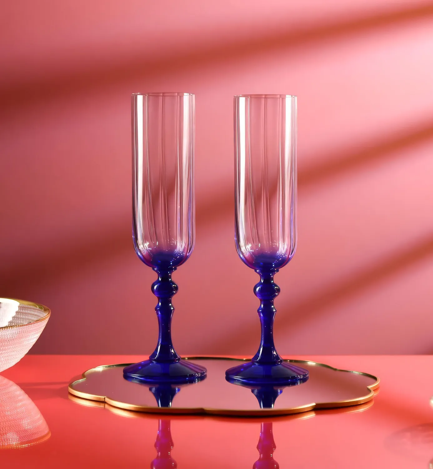Krosno Ombré champagneglas navy 200 ml krystal