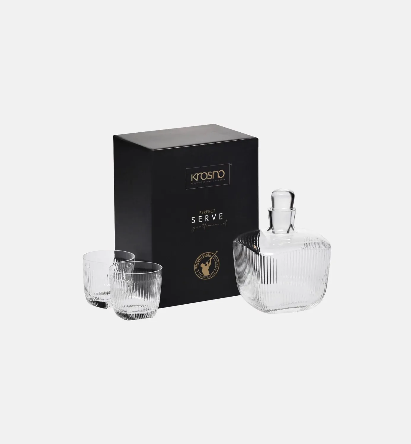 Krosno Gentleman whiskysæt 3 dele riflet glas