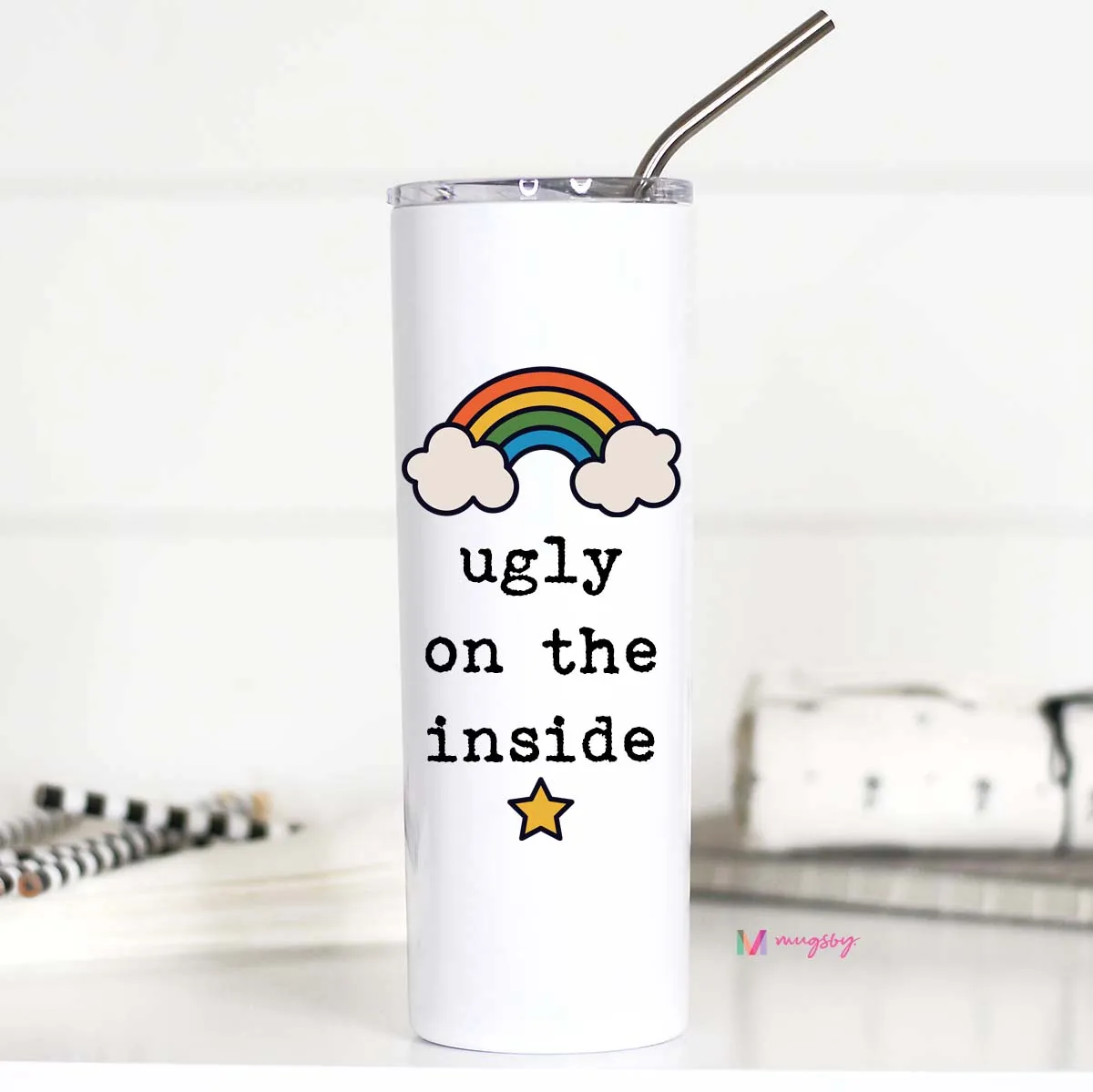 Mugsby Ugly Inside tumbler 591 ml regnbue