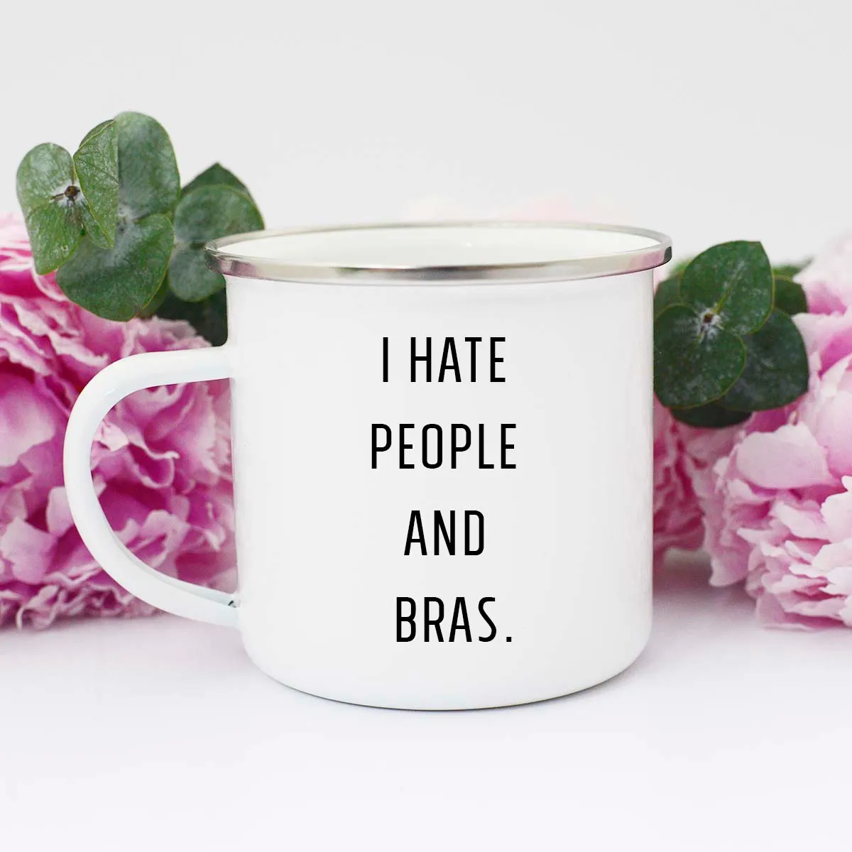 Mugsby I Hate People and Bras krus hvid 325 ml sjov