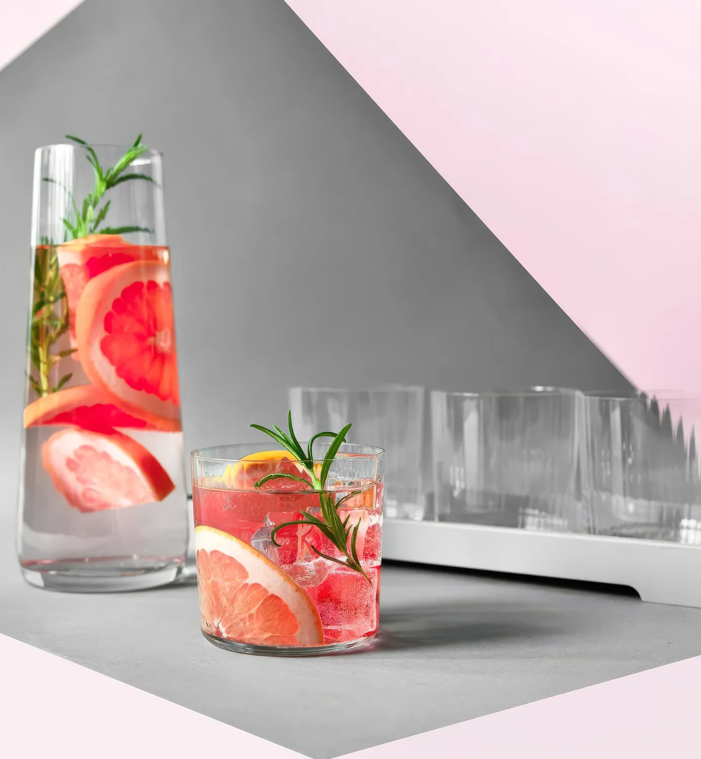 Krosno Lumi karaffelsæt glas 5 dele ribbet krystal