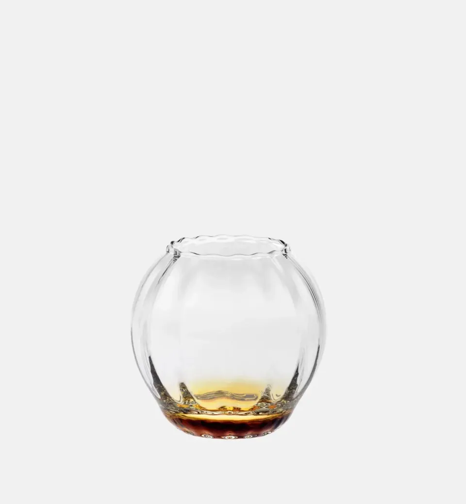 Krosno lysestage 11,4 cm ravfarvet glas