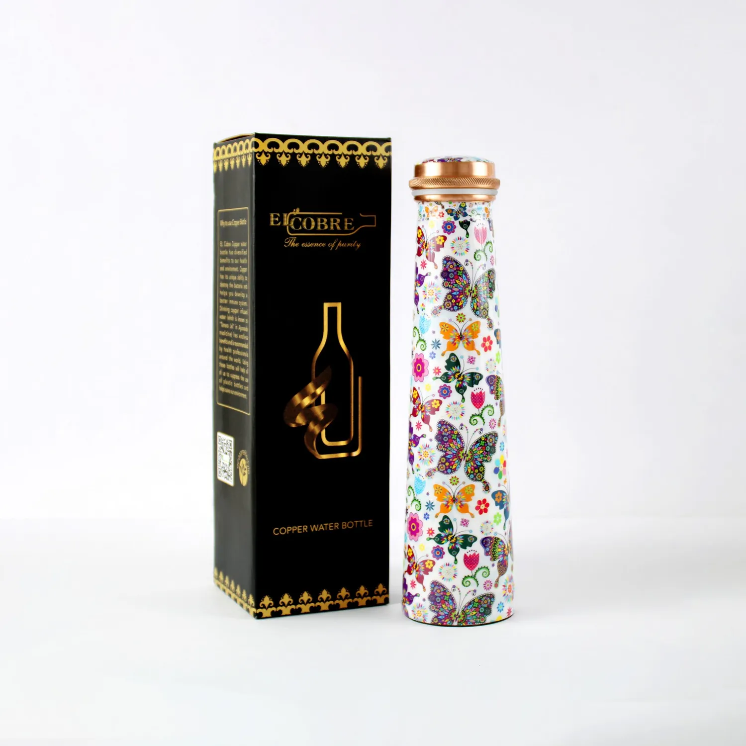 El'Cobre Tower kobberflaske 850ml Floral Butterflies