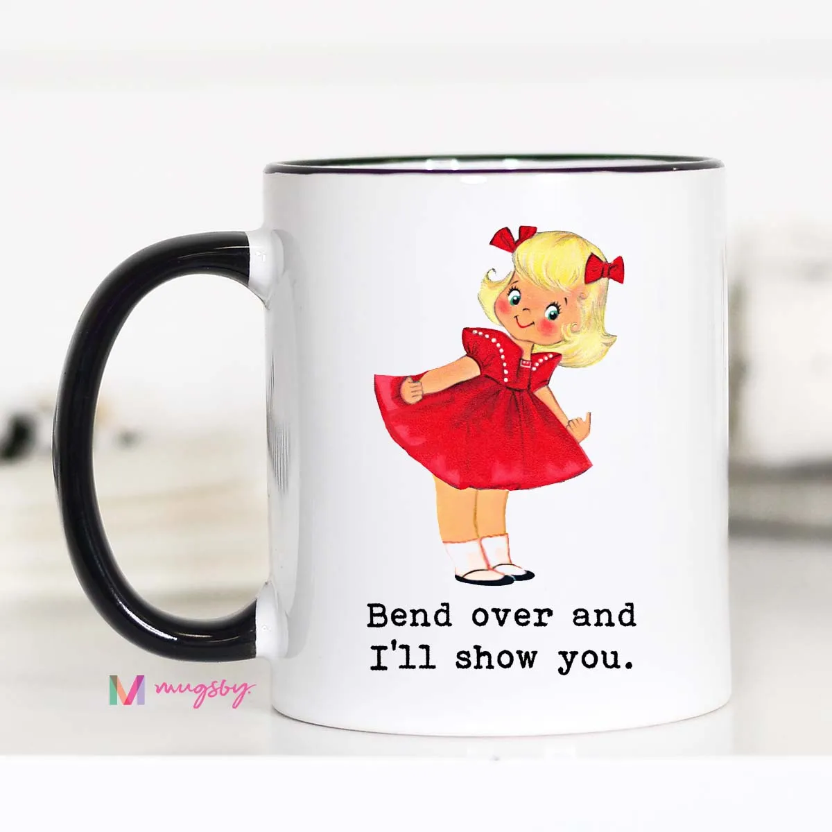 Mugsby Bend Over Kaffekrus hvid keramik 325 ml