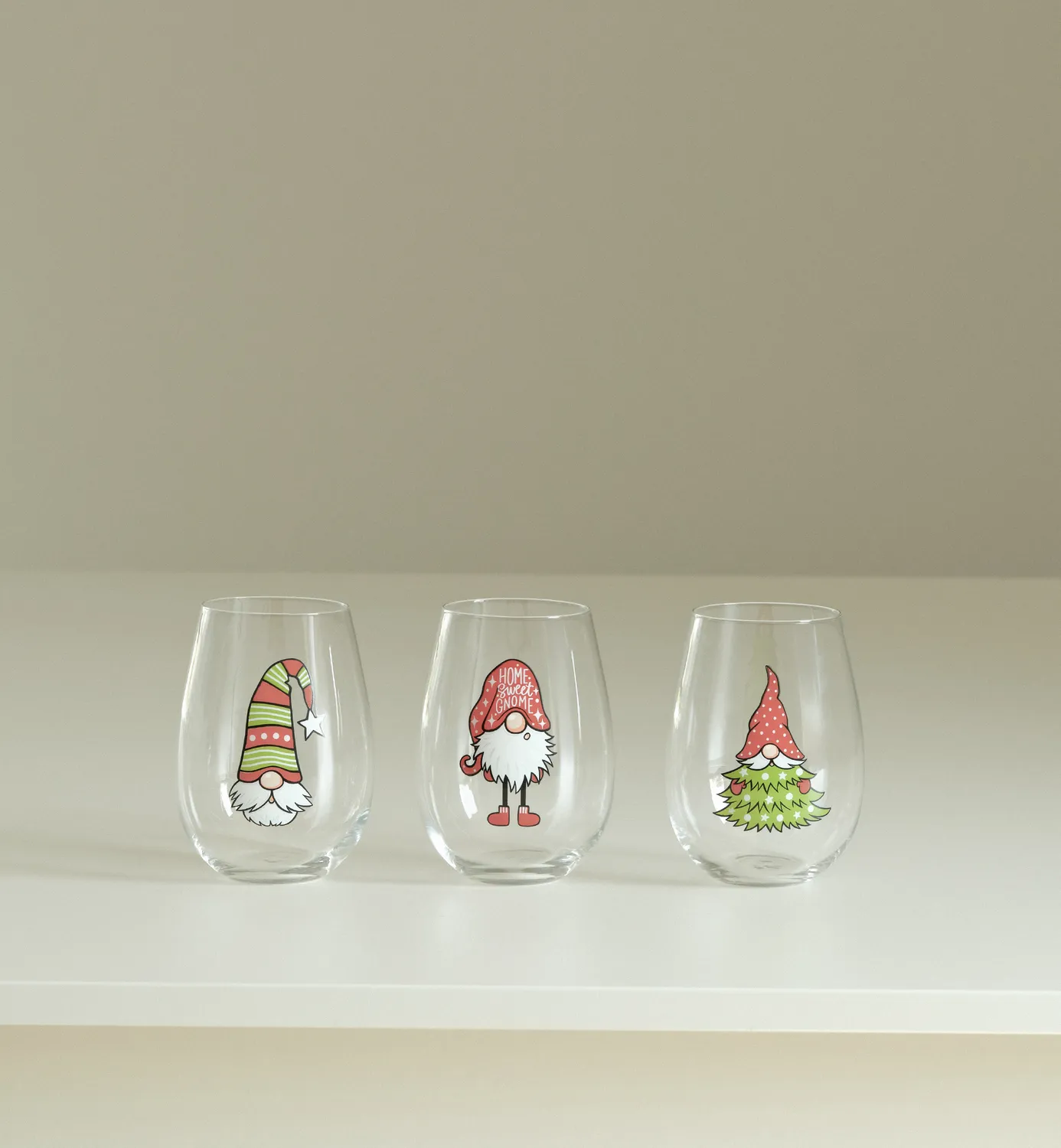 Krosno God Jul drikkeglas 500 ml 3 stk med nisser