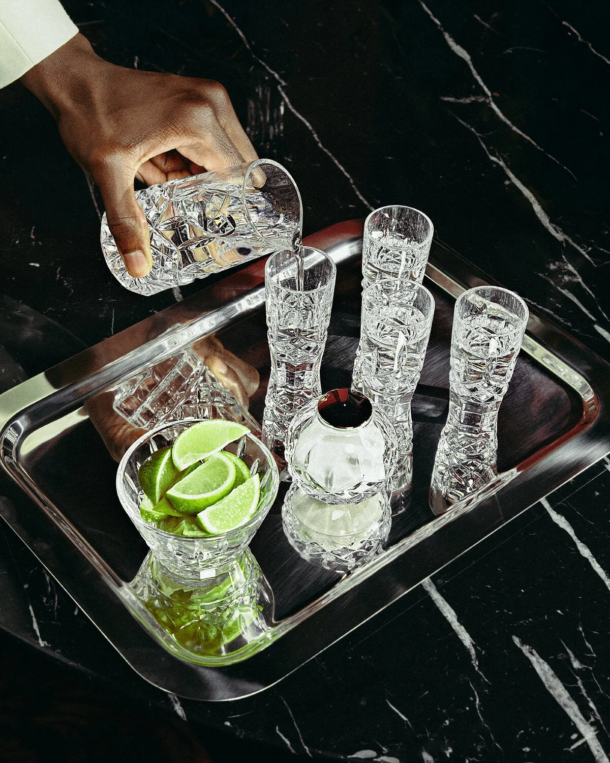 Waterford Lismore kande med shotglas 7 dele krystal