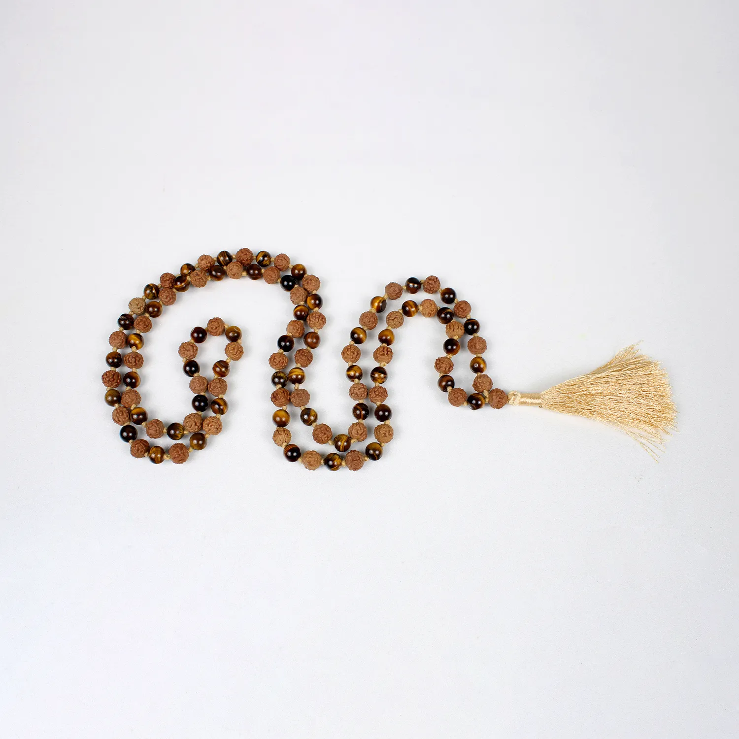 El'Cobre rudraksha tigerøje mala 108 perler