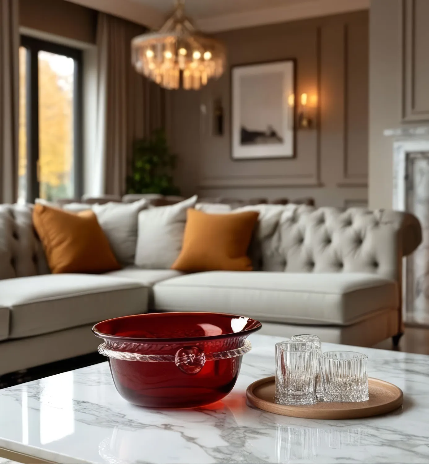 Krosno Aurelia serveringsskål rubin krystal 25 cm