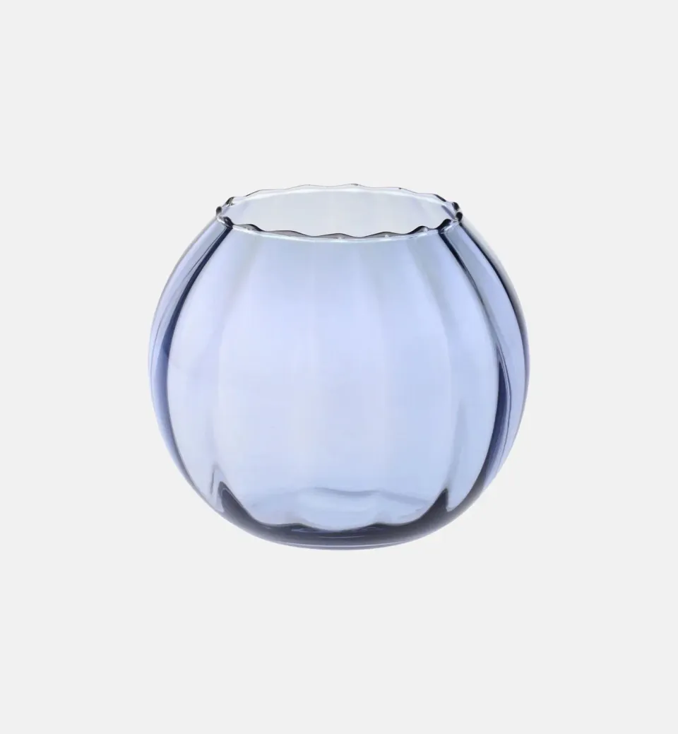 Krosno kuglevase 15,5 cm navy ribbet glas