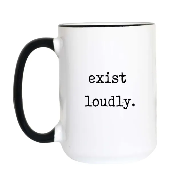 Mugsby Exist Loudly kaffekrus 325 ml hvid citat