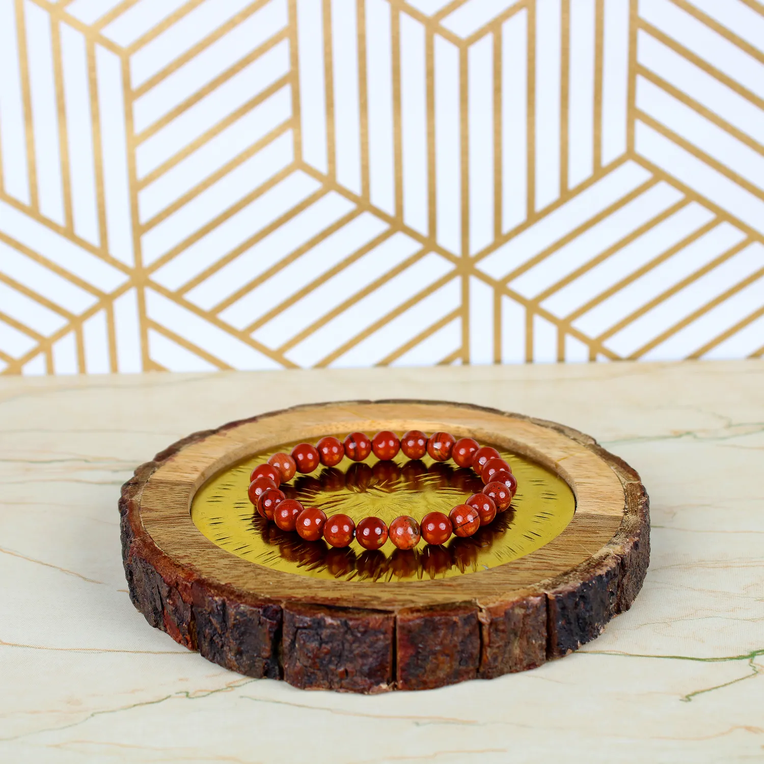 El'Cobre Red Jasper armbånd 8mm rød jaspis sten