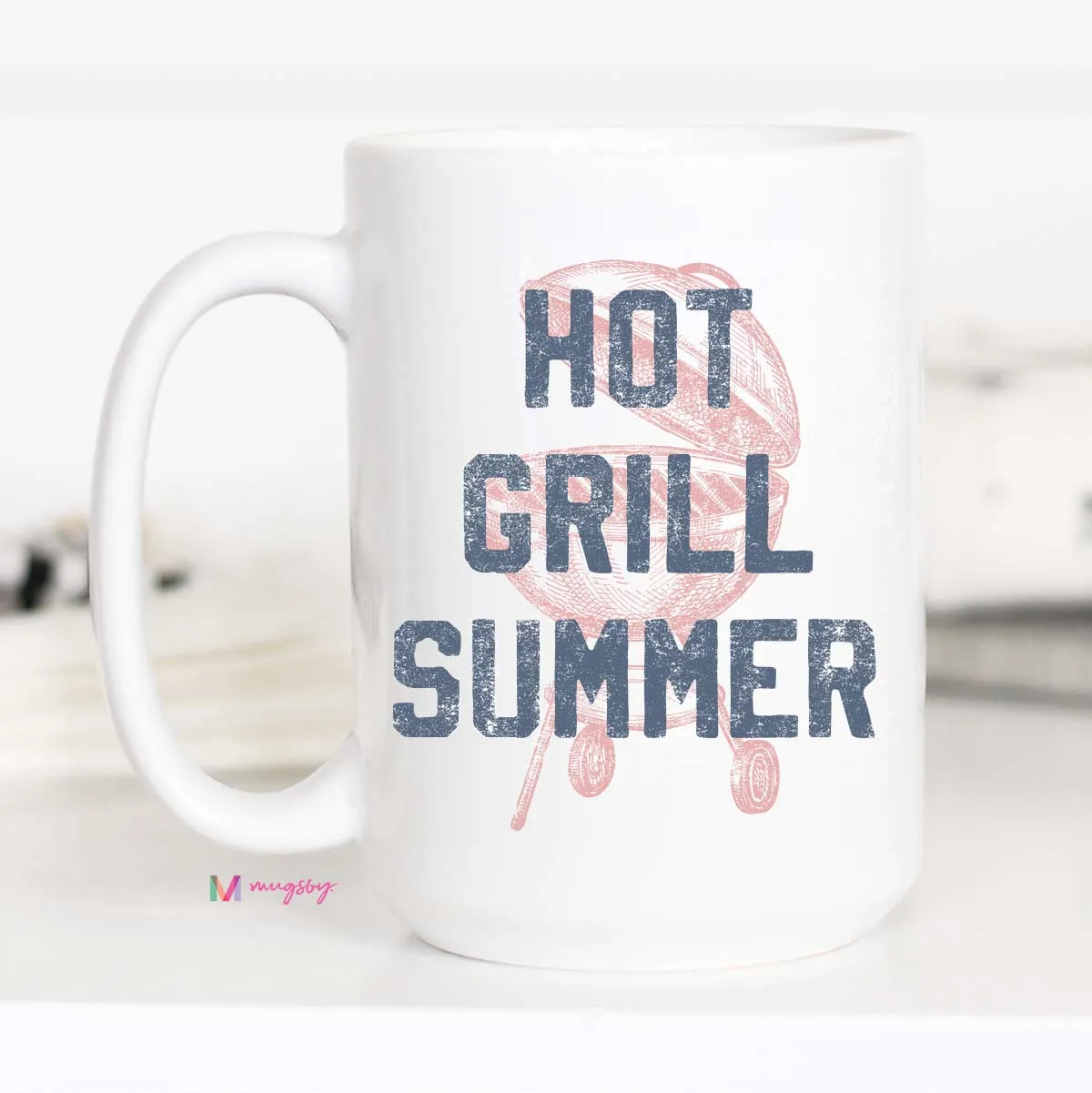 Mugsby Hot Grill Summer krus 325 ml hvid keramik