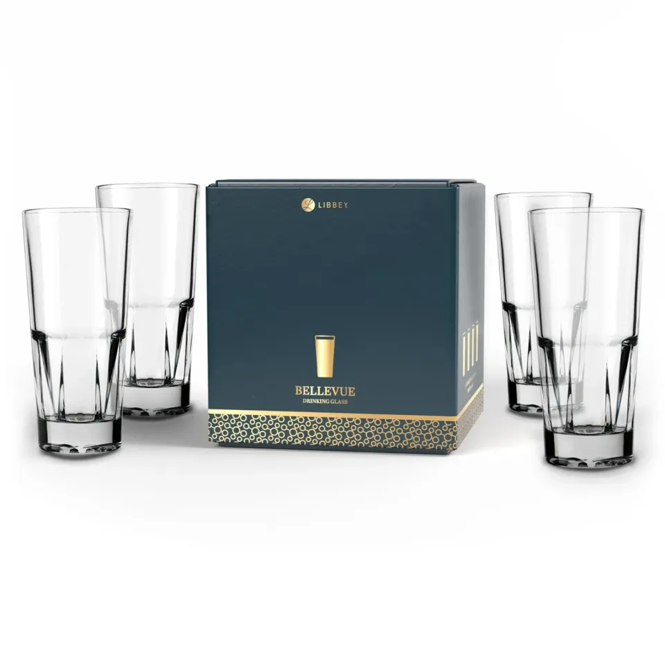 Libbey Bellevue drikkeglas 400 ml sæt 4 stablebare